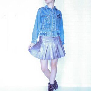 BEBE Vintage Y2K Purple Leather Flare Mini Skirt Size 2 NWT NEW